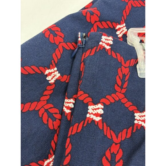 Talbots Womens Skirt Size 16P Red Navy Geometric Rope Print Stretch Straight - Picture 4 of 6